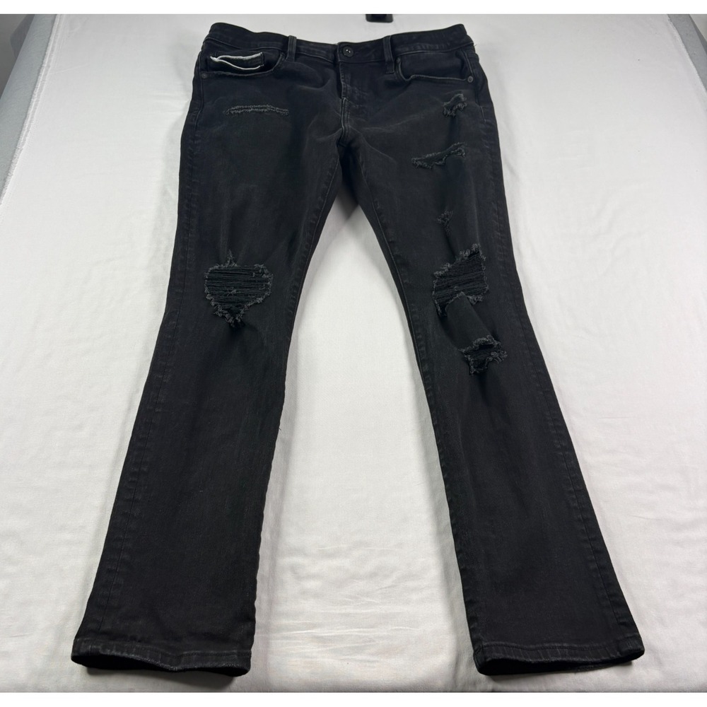 Cult Of Individuality Jeans Mens 40x32 Black Punk Super Skinny Distressed Grunge